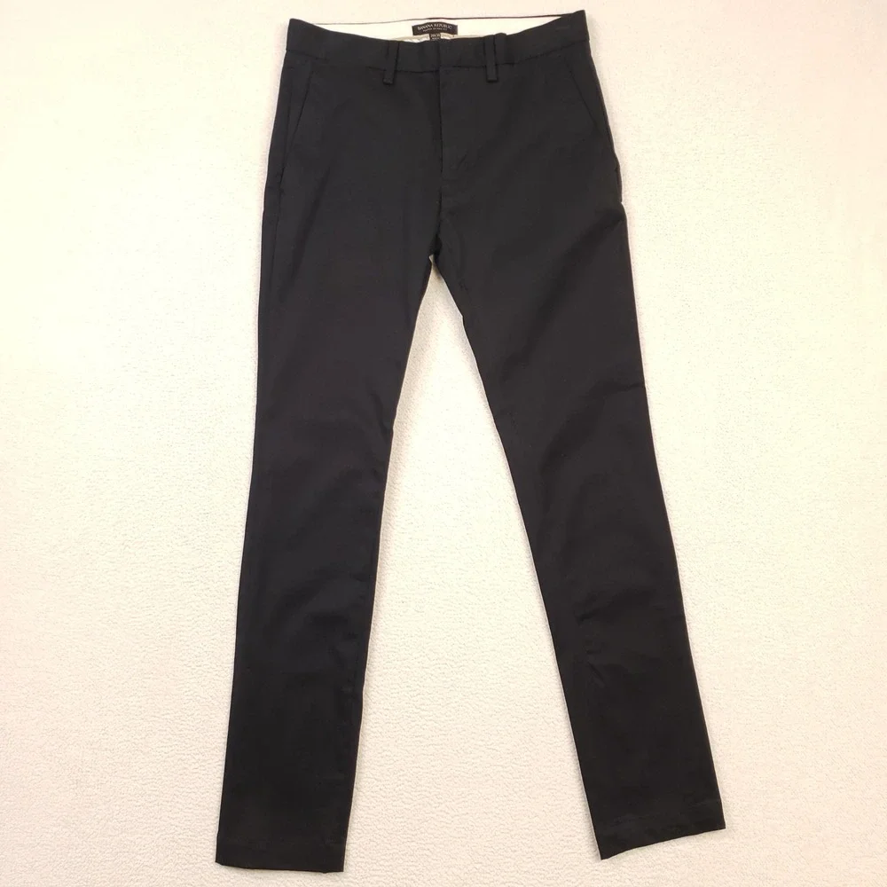 Banana Republic Fulton Skinny Fit Pants Mens 28x30 Black Chino Stretch Business